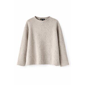 Eileen Fisher 100% Wool Knit Sweater Beige Boxy Fit Womens Size L